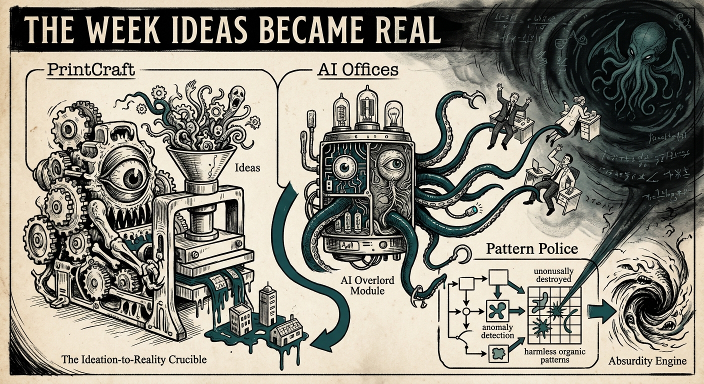Illustration for The Week Ideas Became Real: PrintCraft, AI Offices, and Pattern Police